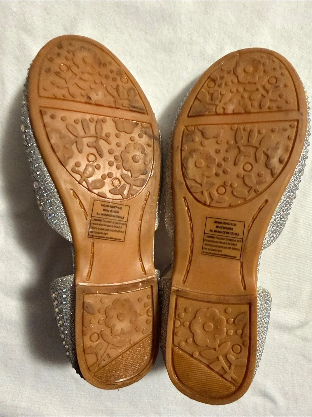 Sparkling Silver Ankle-Strap Dress Flats for Kids